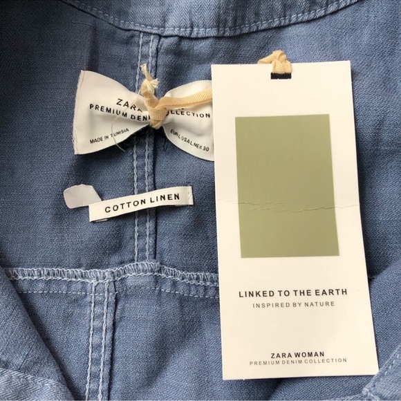 Zara Woman Premium Denim Collection V Neck Long Sleeves Top Size Large - Picture 4 of 7